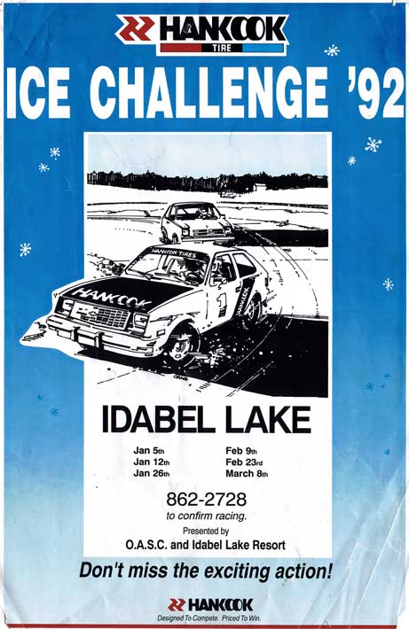 The Hankook Tire Ice Racing Challenge promotional poster from 1992